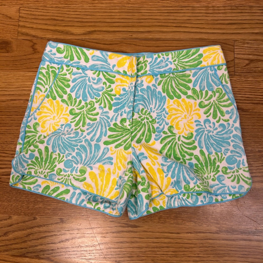 Elizabeth McKay Tropical Print Tailored Resort Shorts Size 10 Coastal Preppy - Picture 6 of 15